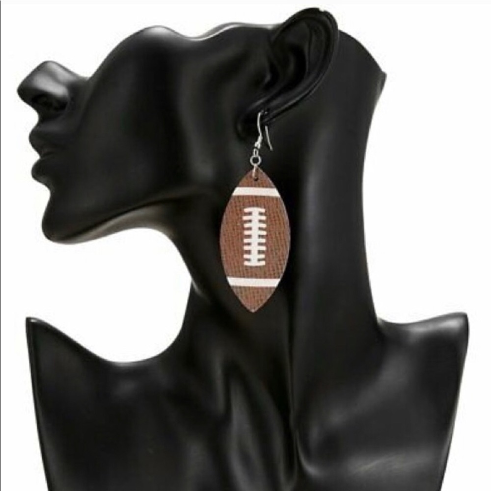 🆕 Leather football dangle earrings